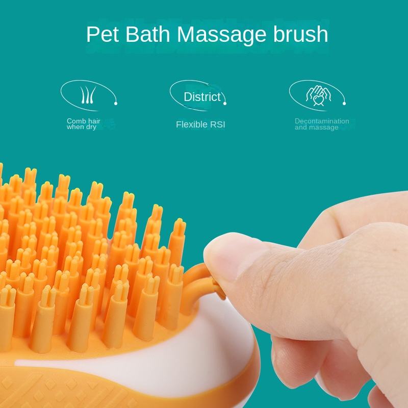 Escova de Banho 2 em 1 para Cães e Gatos, Pente Massageador de SPA para Animais de Estimação, Silicone Macio, Banho para Animais de Estimação, Produtos para Animais de Estimação