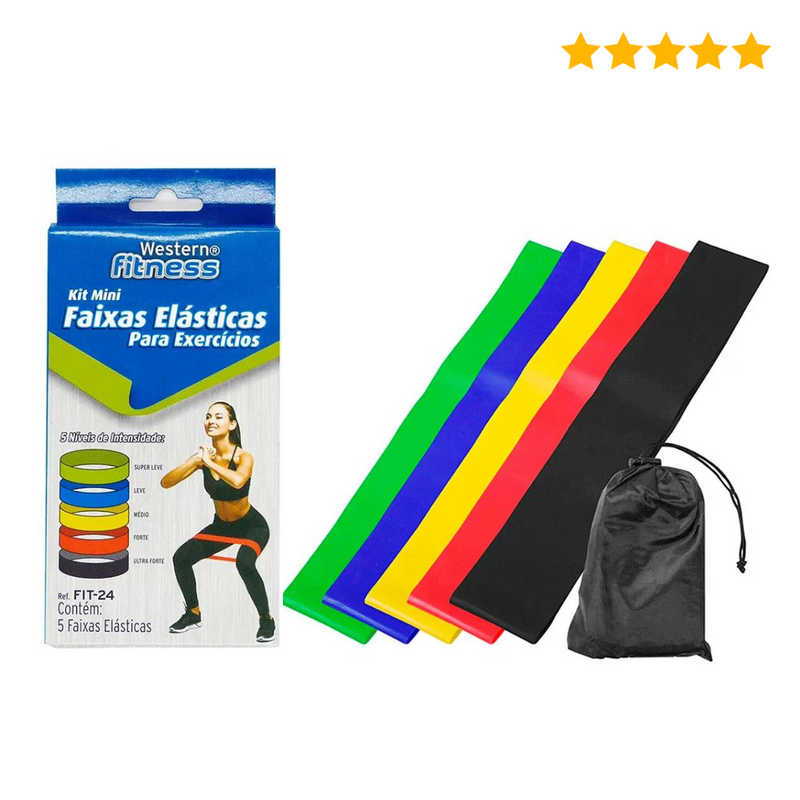 Kit 5 Faixas Elásticas para Exercícios - Multifuncional