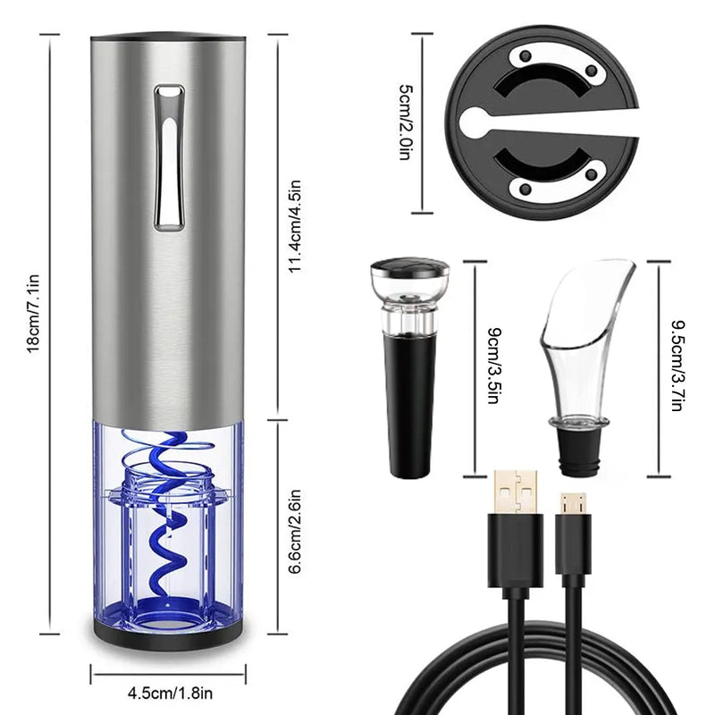 Abridor de Vinho Elétrico Recarregável Automático Saca-Rolhas