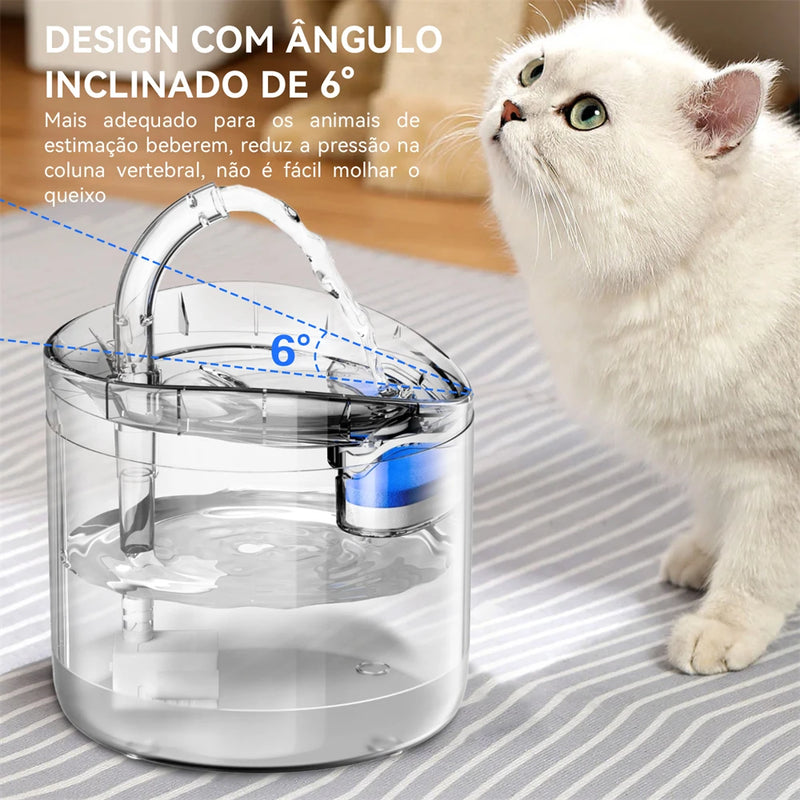 Fonte de Água Inteligente para Gato, 2l, com Torneira, Dispensador de Água para Cães, Bebedouro Transparente, Filtros para Beber de Animais de Estimação, Sensor de Movimento