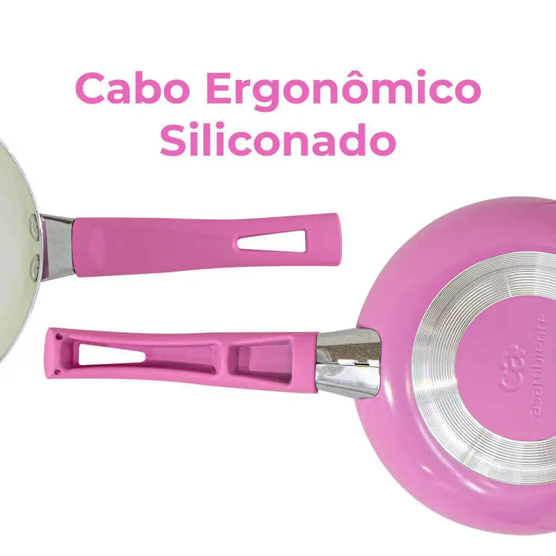 Frigideira Antiaderente Cerâmica Ovo Rosa 14cm-Casambiente