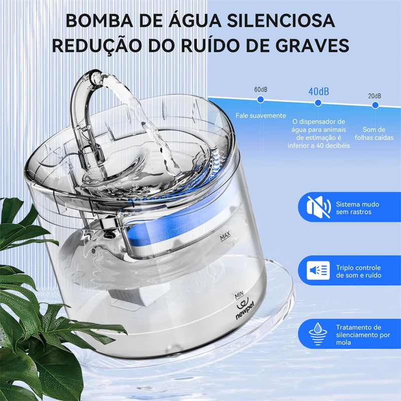 Fonte de Água Inteligente para Gato, 2l, com Torneira, Dispensador de Água para Cães, Bebedouro Transparente, Filtros para Beber de Animais de Estimação, Sensor de Movimento